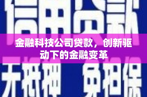 肃南金融科技公司贷款，创新驱动下的金融变革