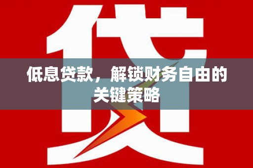 肃南低息贷款，解锁财务自由的关键策略