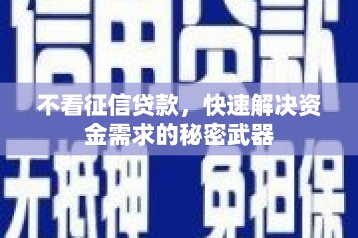 肃南不看征信贷款，快速解决资金需求的秘密武器