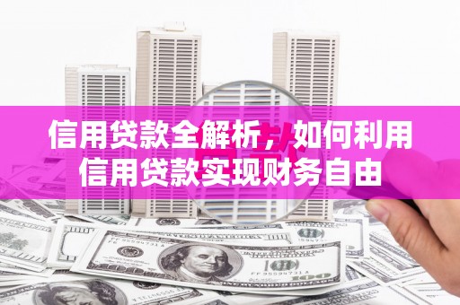 肃南信用贷款全解析，如何利用信用贷款实现财务自由